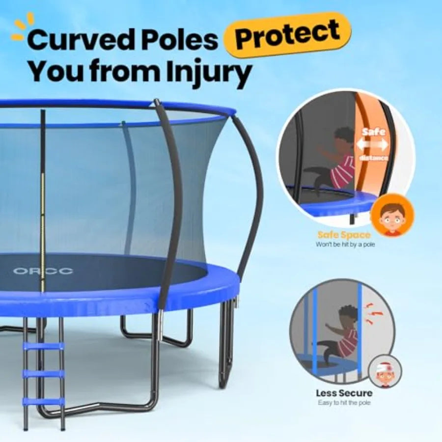 Outdoor Trampoline 1200LBS Capacity With Galvanized Frame And Net