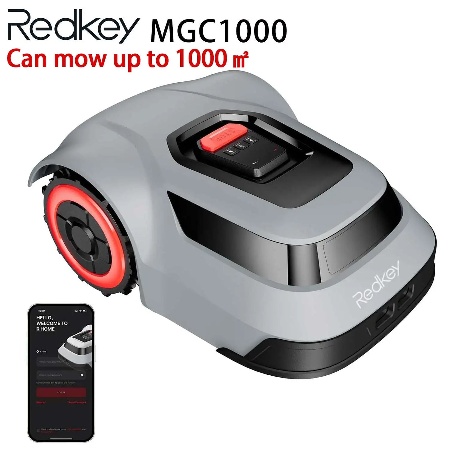 Redkey C TOF Robotic Lawn Mower MGC800 MGC1000 Cable Break Detection App Control Automatic Cutting