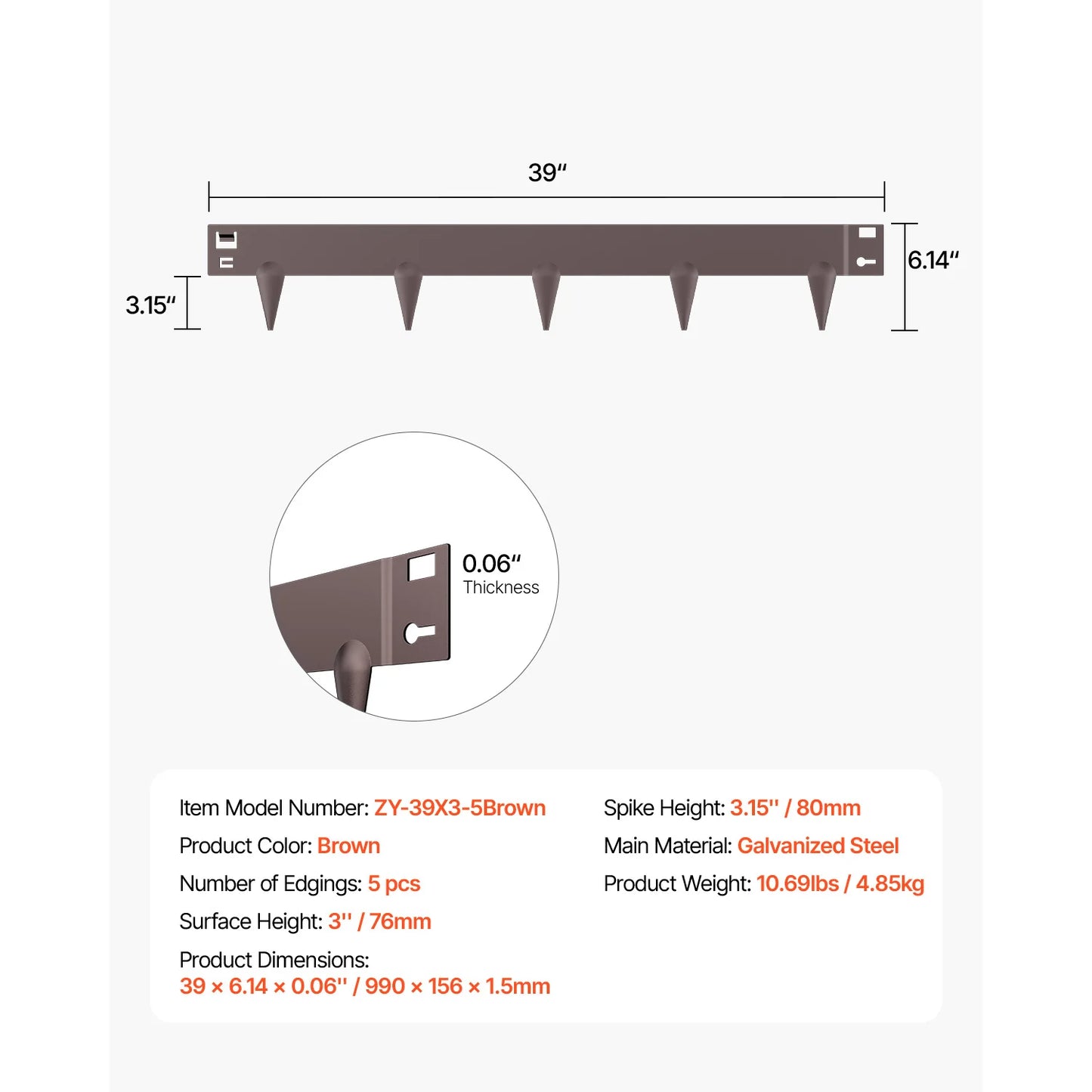 Steel Landscape Edging Set Rust-Resistant Bendable Border