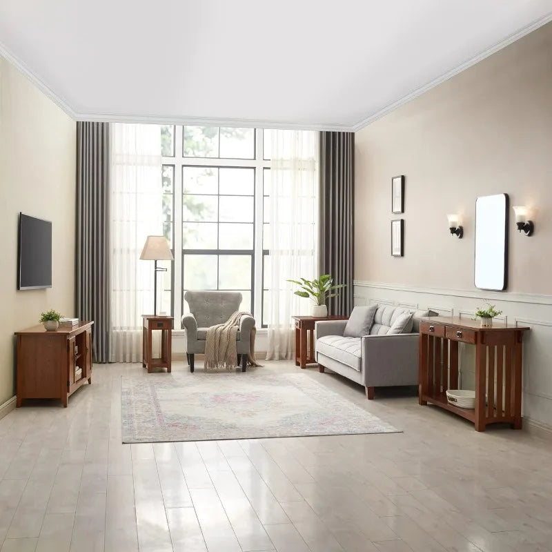 Home Mission Solid Wood End Table With One Drawer Shelf