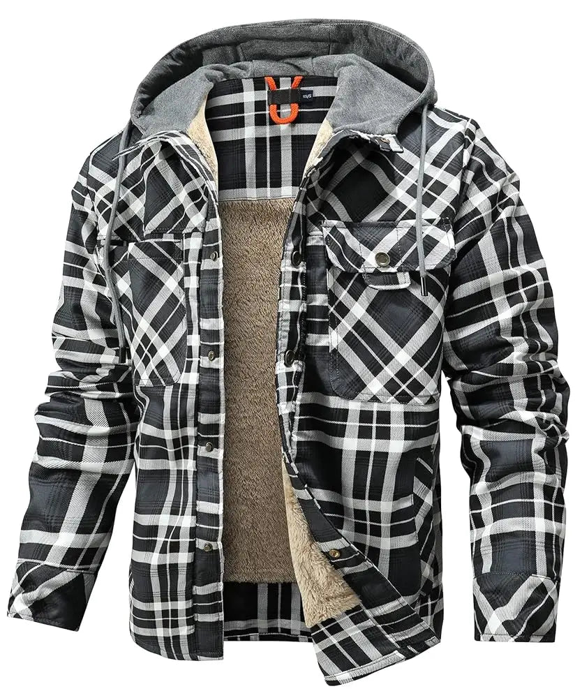 Fujian Men's Hooded Winter Jacket Sherpa Lined