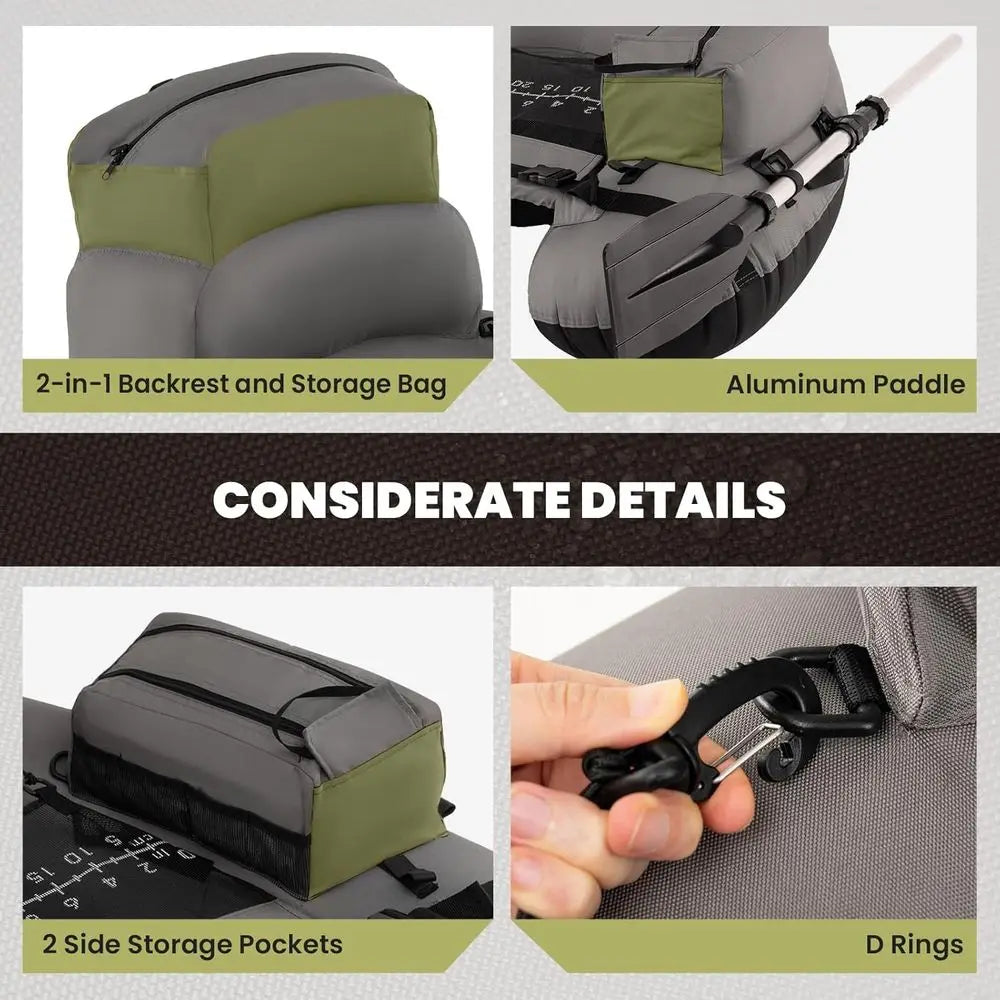 Inflatable Belly Boat With Oar Rod Holder Pump Flippers Storage