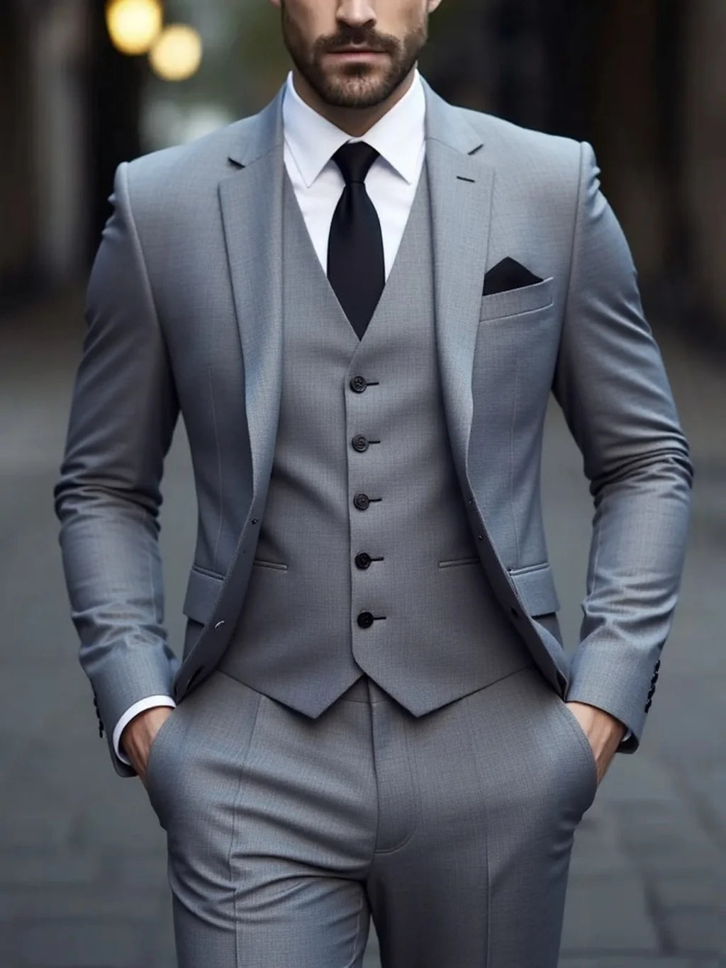 SONGWEJi Three-Piece Suit Anti-Wrinkle No-Iron Formal Business Wear