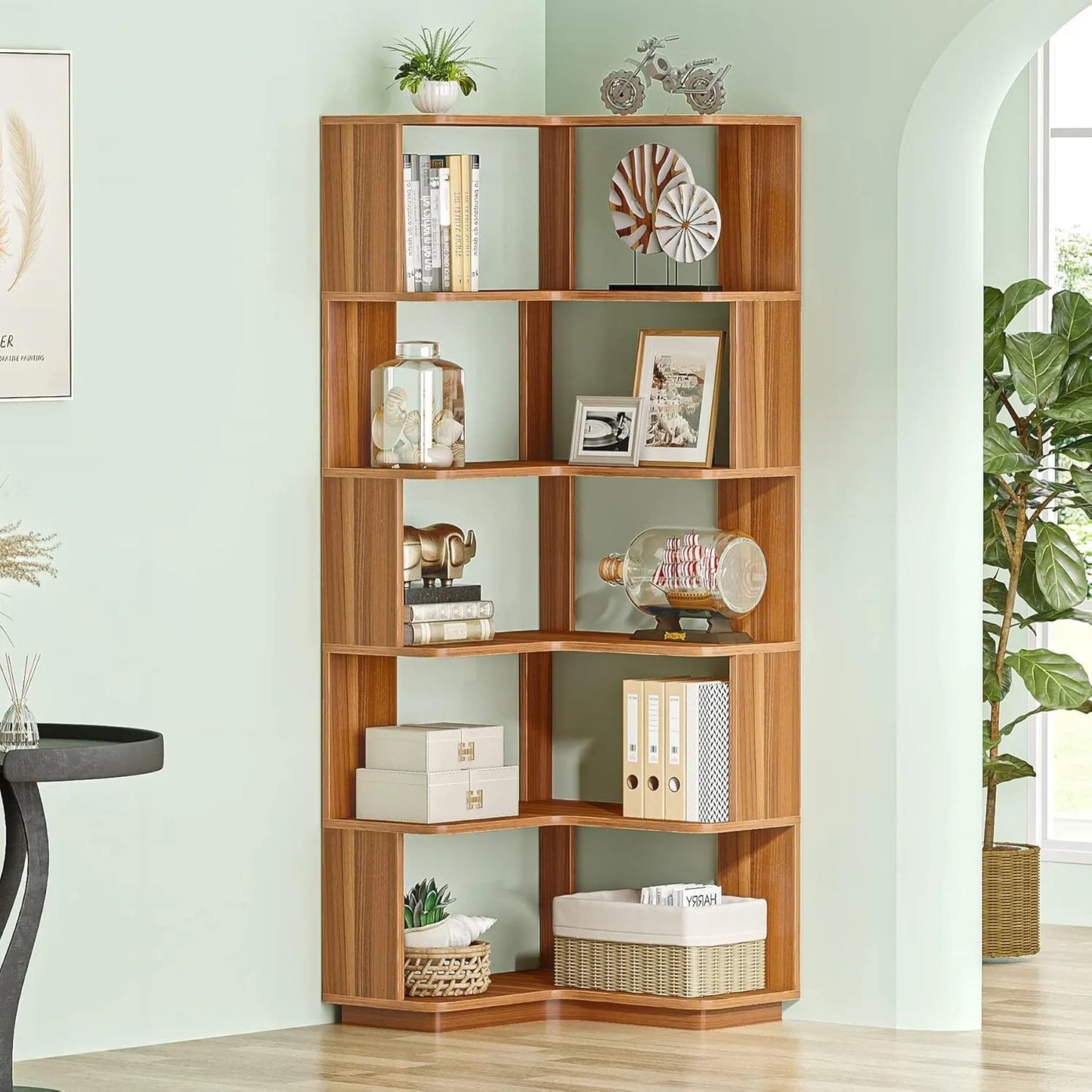 Little Tree Corner Bookshelf Industrial L Shaped Anti Drop Panel