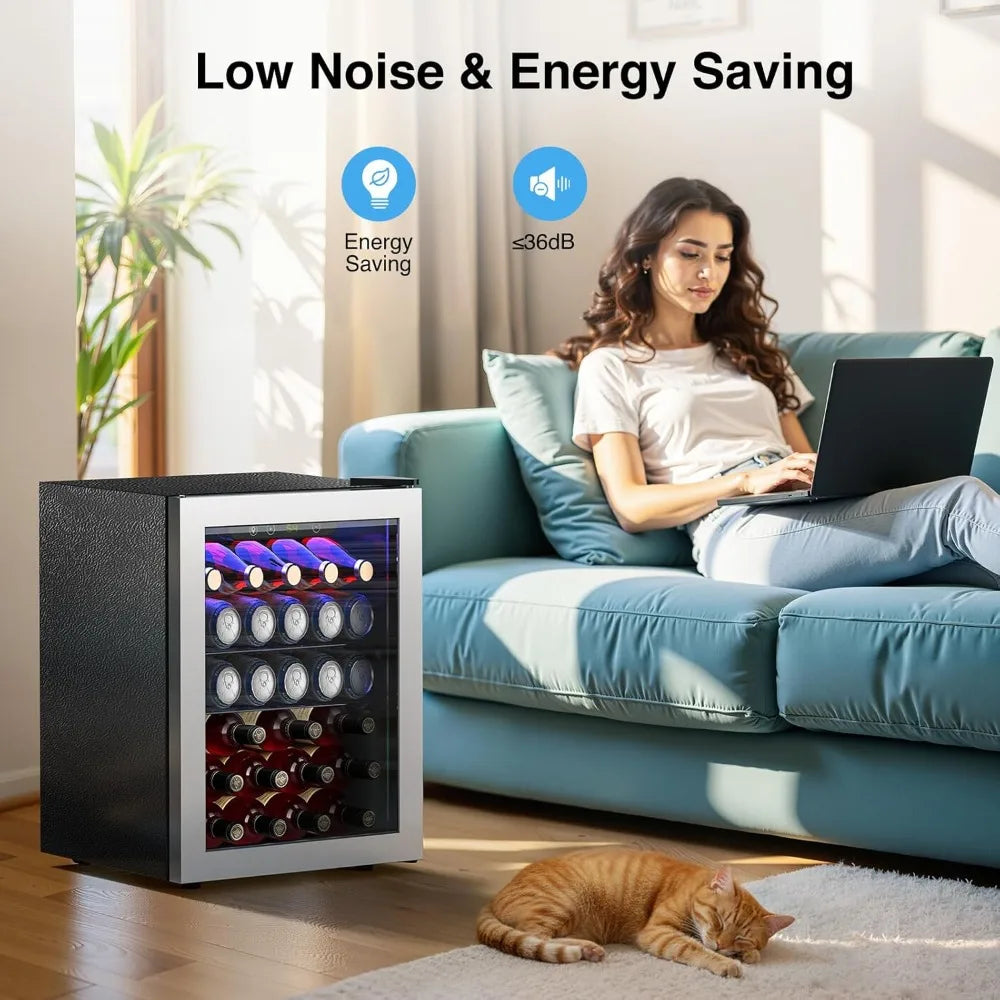 Mini Beverage Fridge With Glass Door And Digital Temperature Control