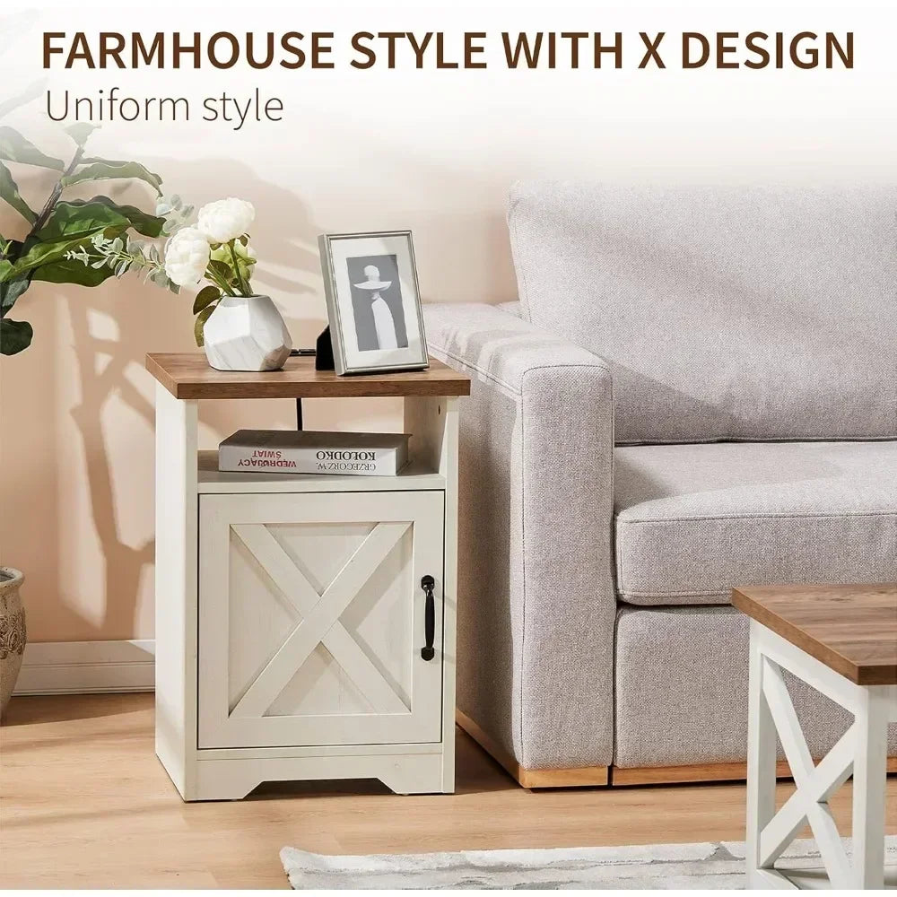 Farmhouse Style 3 Piece Living Room Set With USB Ports