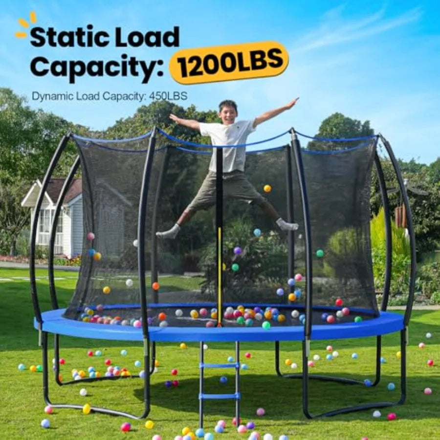 Outdoor Trampoline 1200LBS Capacity With Galvanized Frame And Net