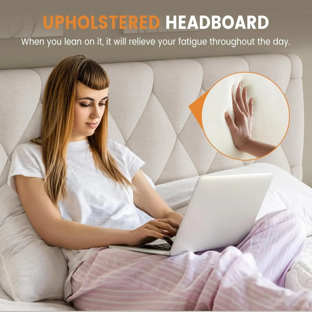 Bed Frame With Storage Drawers And Solid Wooden Slats