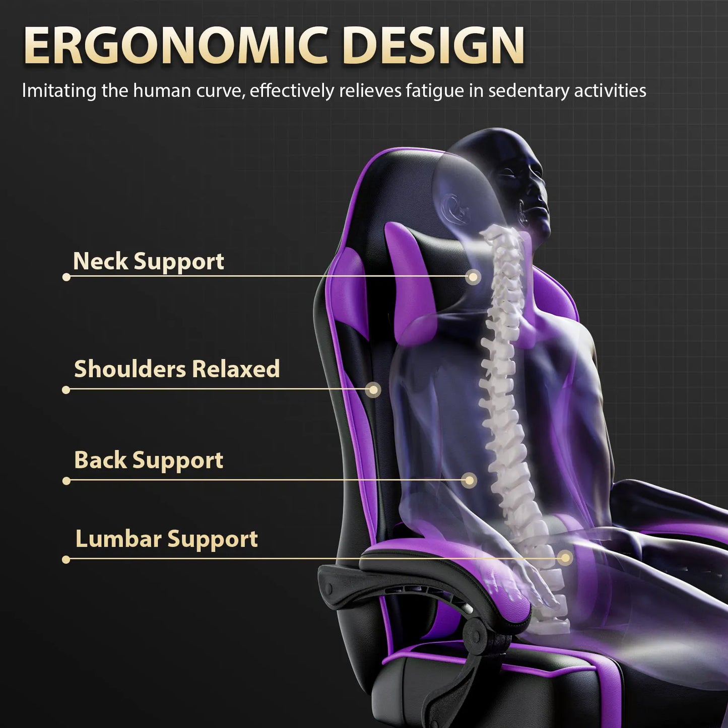 AnYu Furniture Ergonomic Gaming Chair With Wheels And Lumbar Support