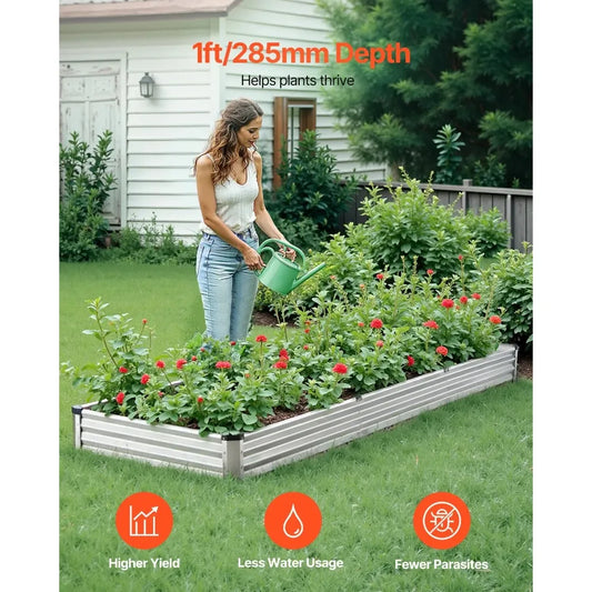 GM66010 Galvanized Raised Garden Bed Planter Box Outdoor