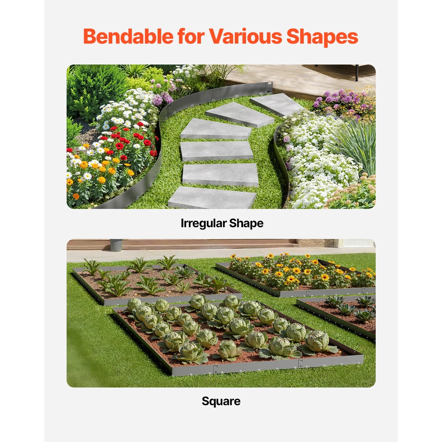 Steel Landscape Edging Set Rust-Resistant Bendable Border
