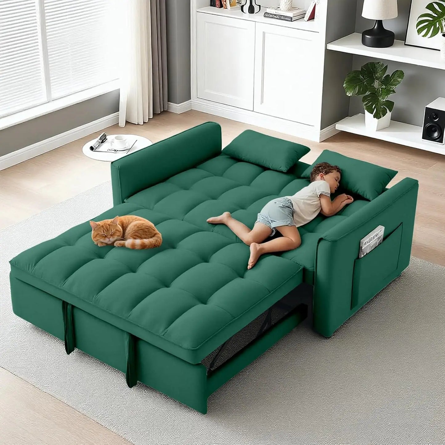 Combination Pullout Sleeper Sofa With Adjustable Backrest