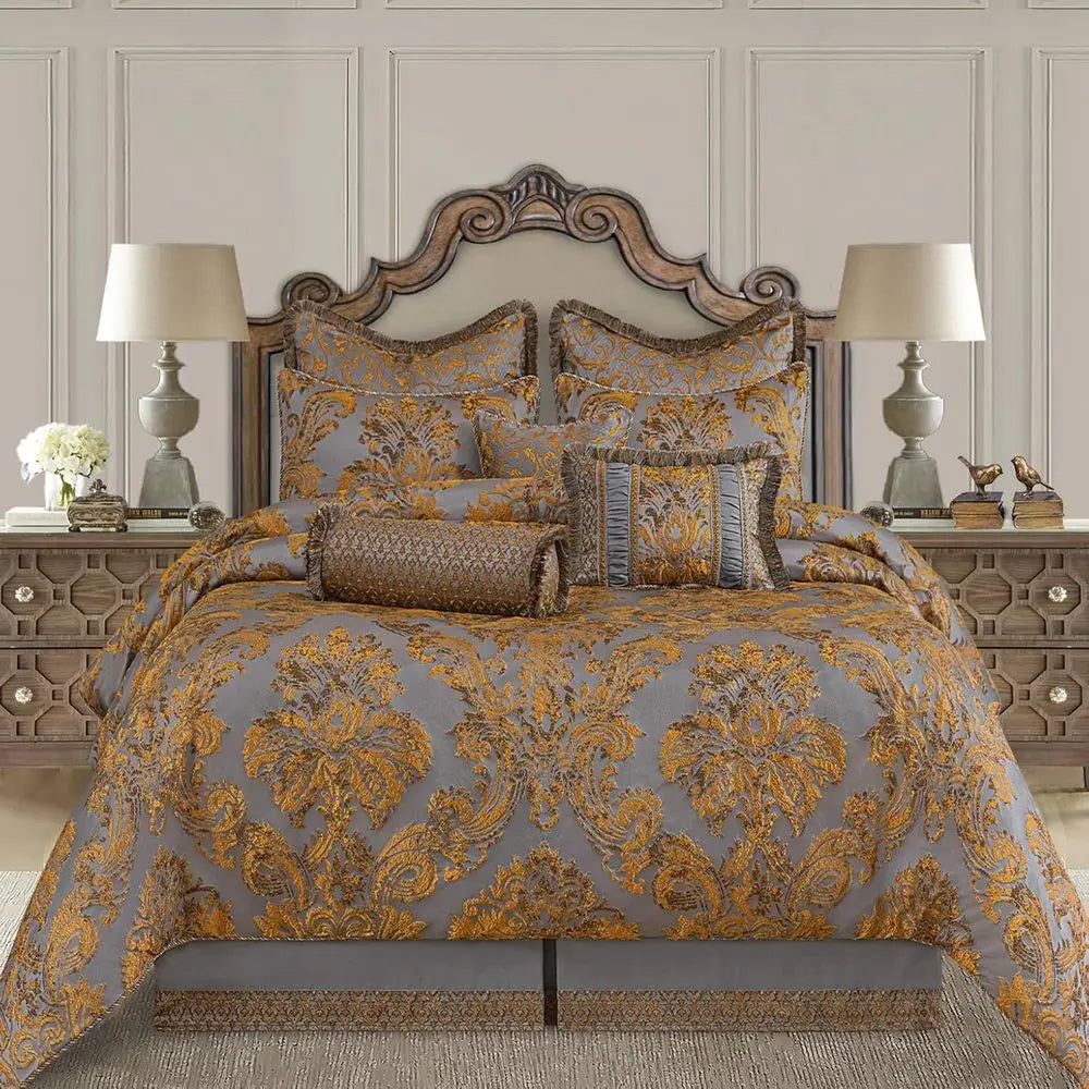 Nine Piece Bedding Set With Euro Shams