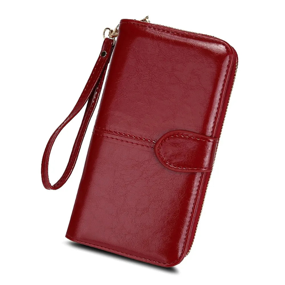 NONECN Anti-Theft PU Leather Women Wallet Long Zipper