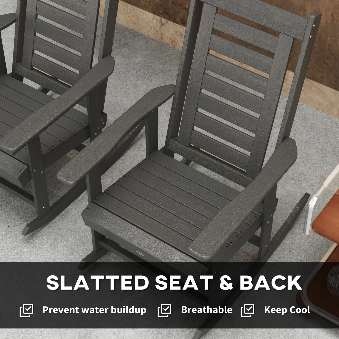 Outsunny Outdoor Patio Rocking Chairs Set With Metal High Back