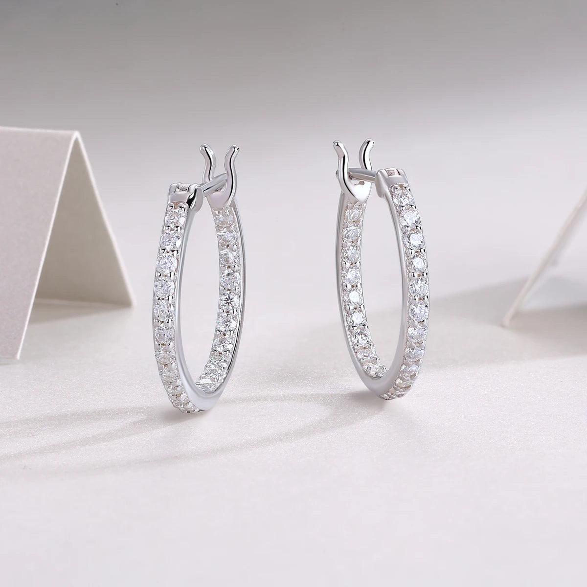 Moissanite Hoop Earrings 925 Silver 18K Gold-Plated
