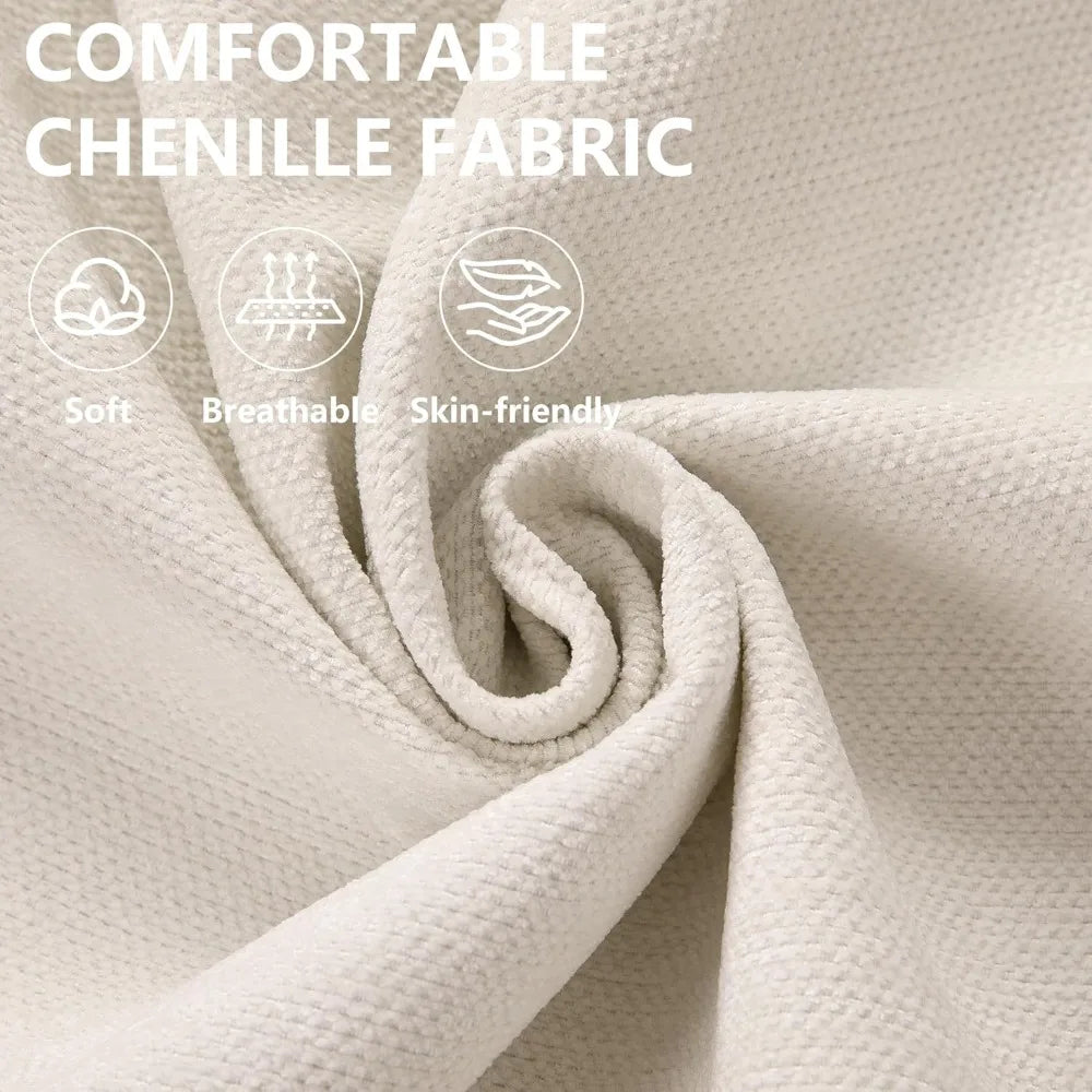 HUANZHUANG Chaise Lounge With Ottoman Chenille Upholstered Sofa Bed