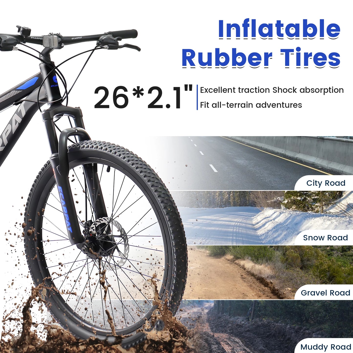 Ecarpat Dual Full Suspension Mountain Bike 21-Speed Disc Brakes