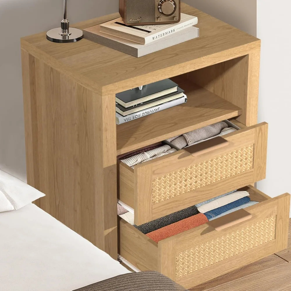 RBXC Rustic Oak Dresser and Nightstands Set with Gold Handles
