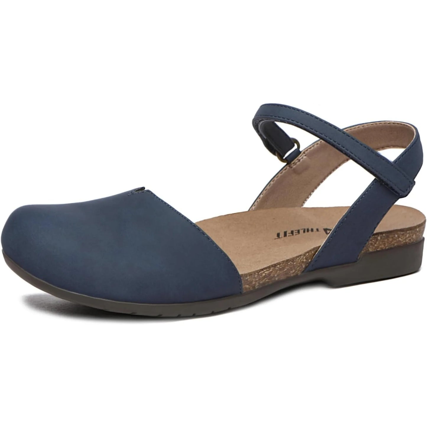 Womens Cork Footbed Closed Toe Sandals With Arch Support