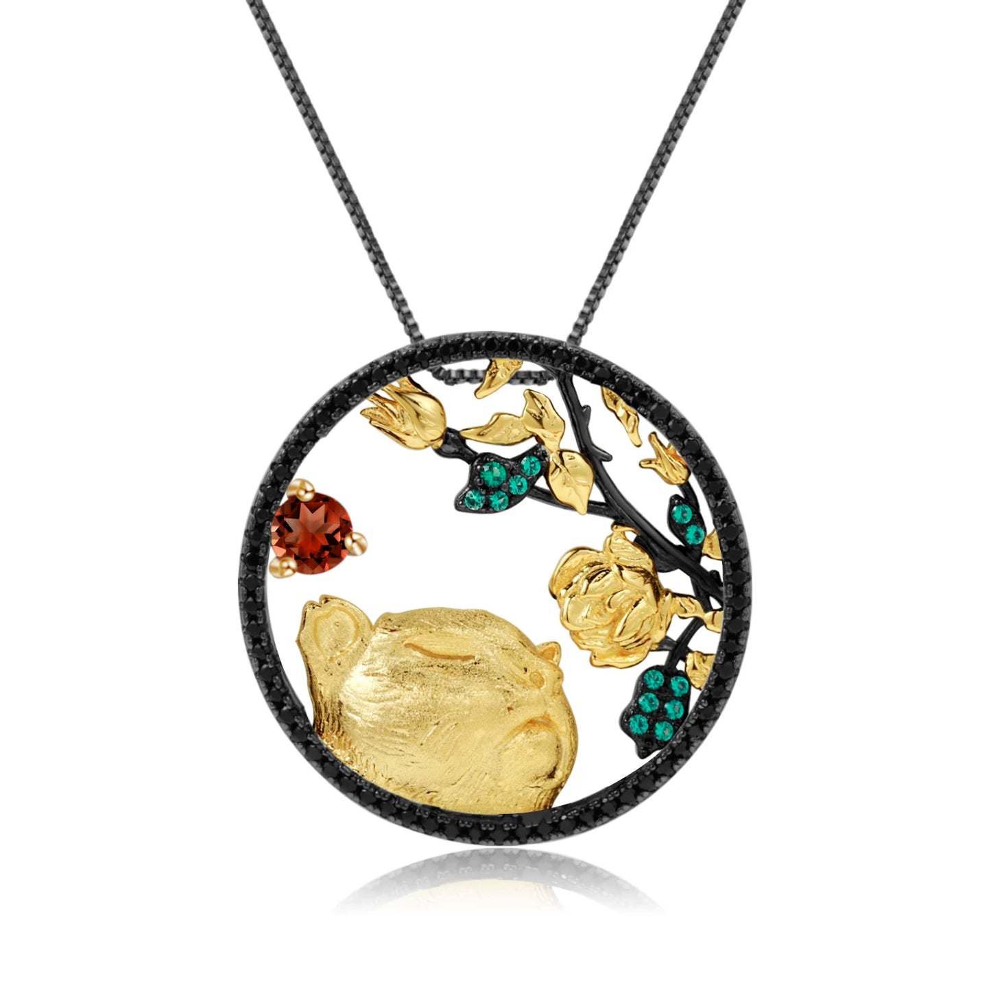 Gem's Ballet 925 Sterling Silver Dragon Pendant Necklace Topaz