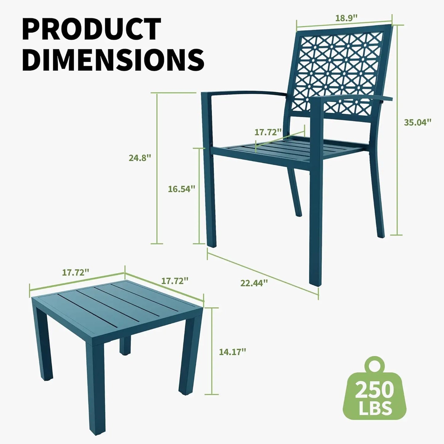 TWISTER.CK 3 Piece Patio Bistro Set Outdoor Table and Chairs