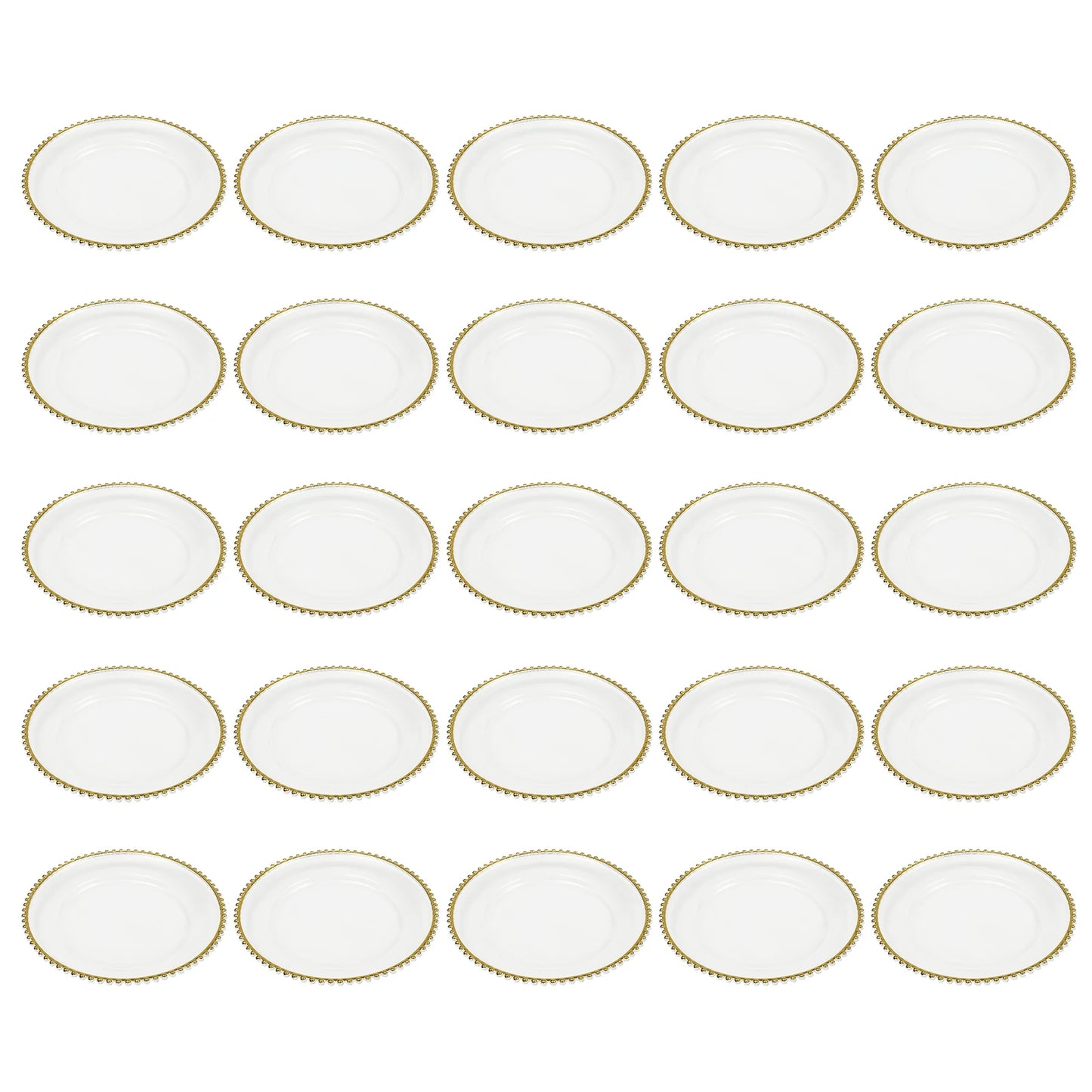 Bymaocar 25 Piece Beaded Charger Plates Set For Dining Tables