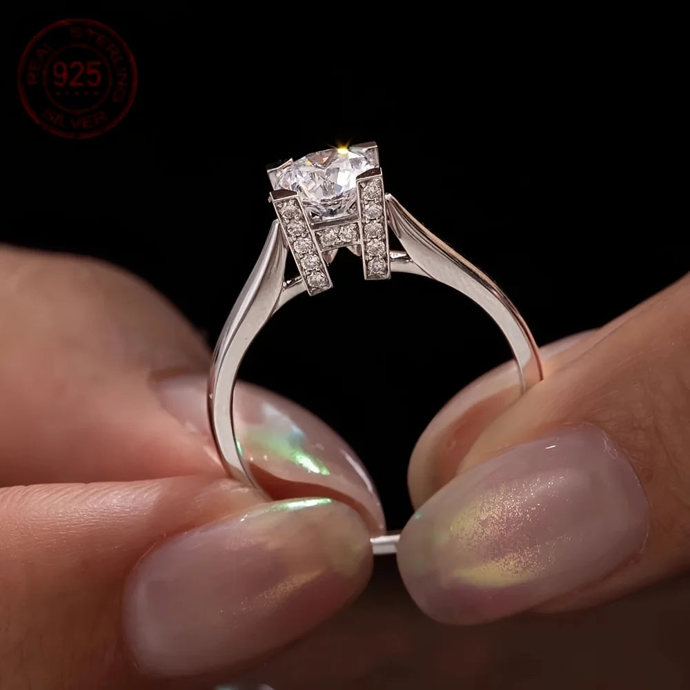 WPOOCC Zircon Ring 925 Silver Radiant Cut Engagement Jewelry
