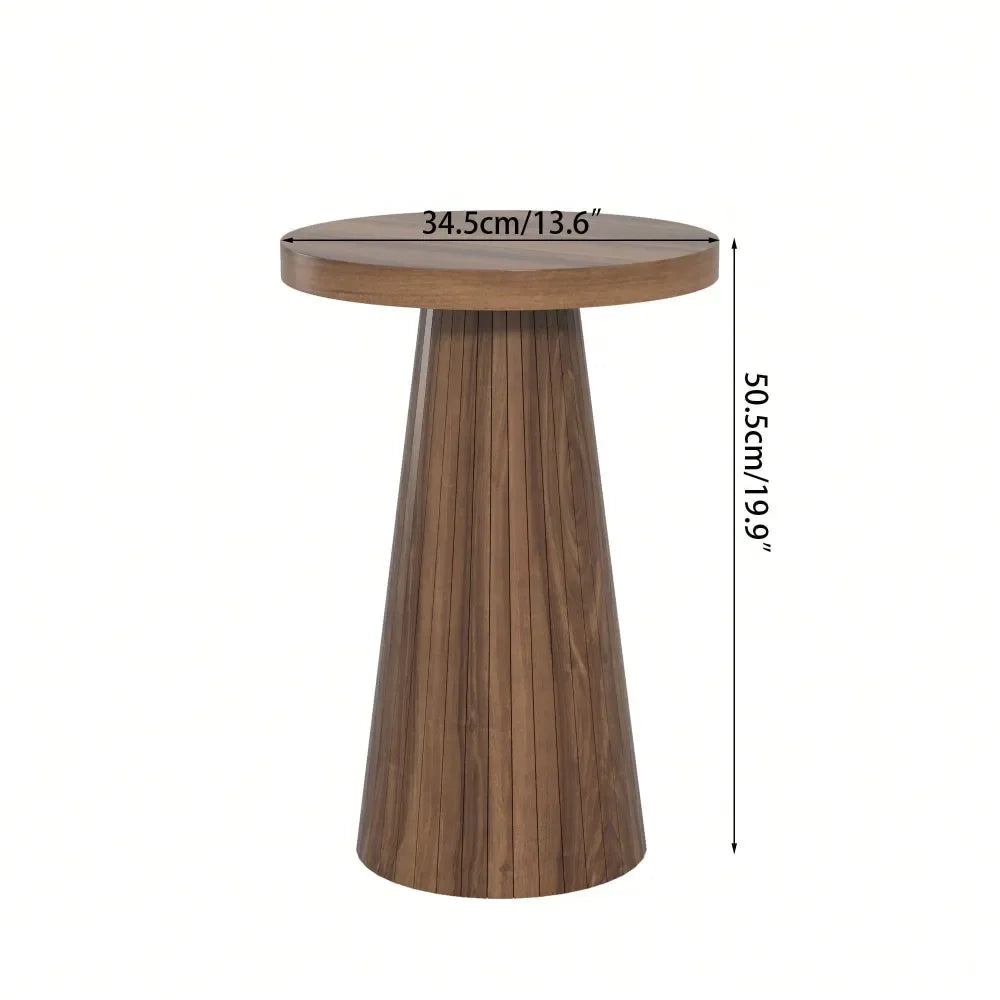 XMSJ Pedestal Fluted Round Accent End Table For Living Room