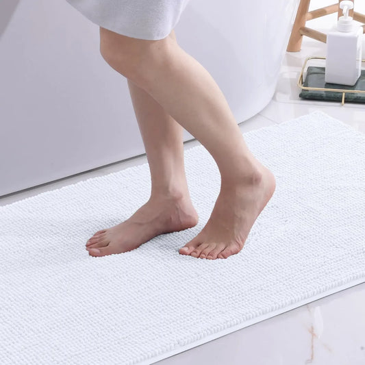 Kitinjoy Bathroom Non-Slip Plush Chenille Bath Mats For Quick Drying