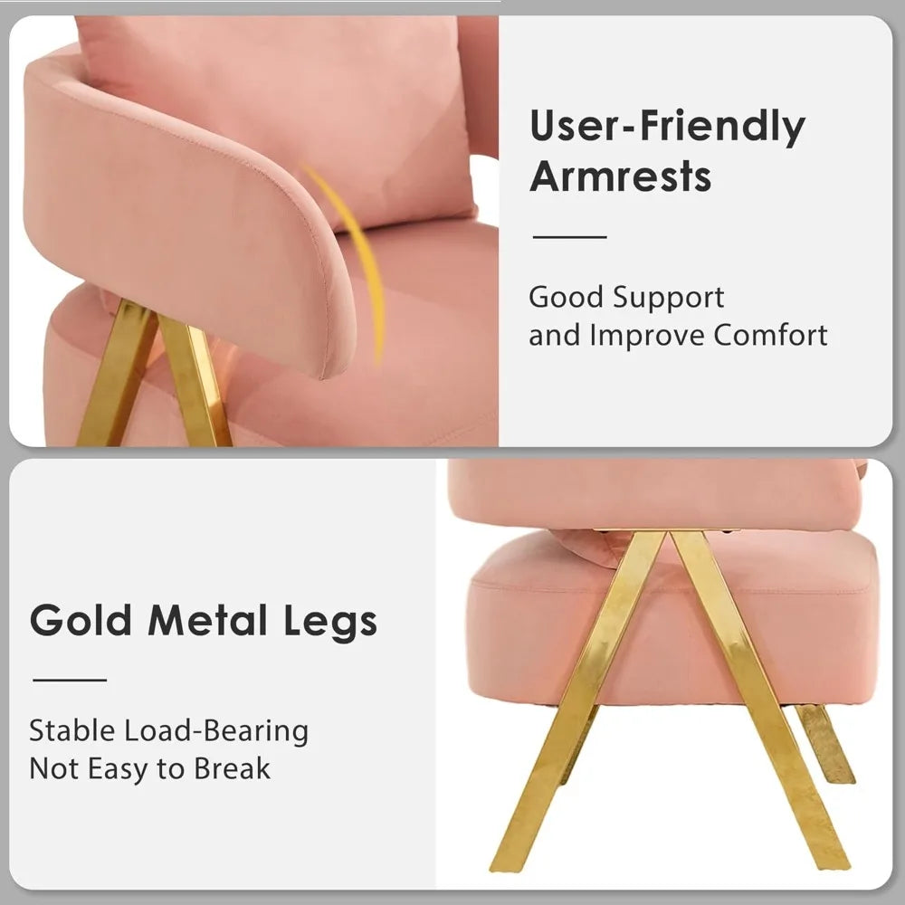 ZHUXIANG Velvet Barrel Accent Chairs Set Two Modern Living Room Armchairs Comfort