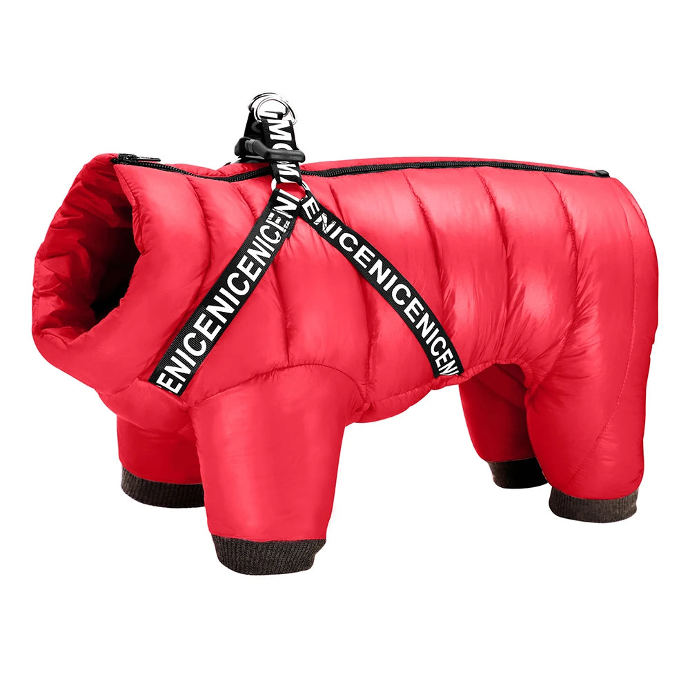 Pet Artist Warm Waterproof Dog Coat With Adjustable Harness