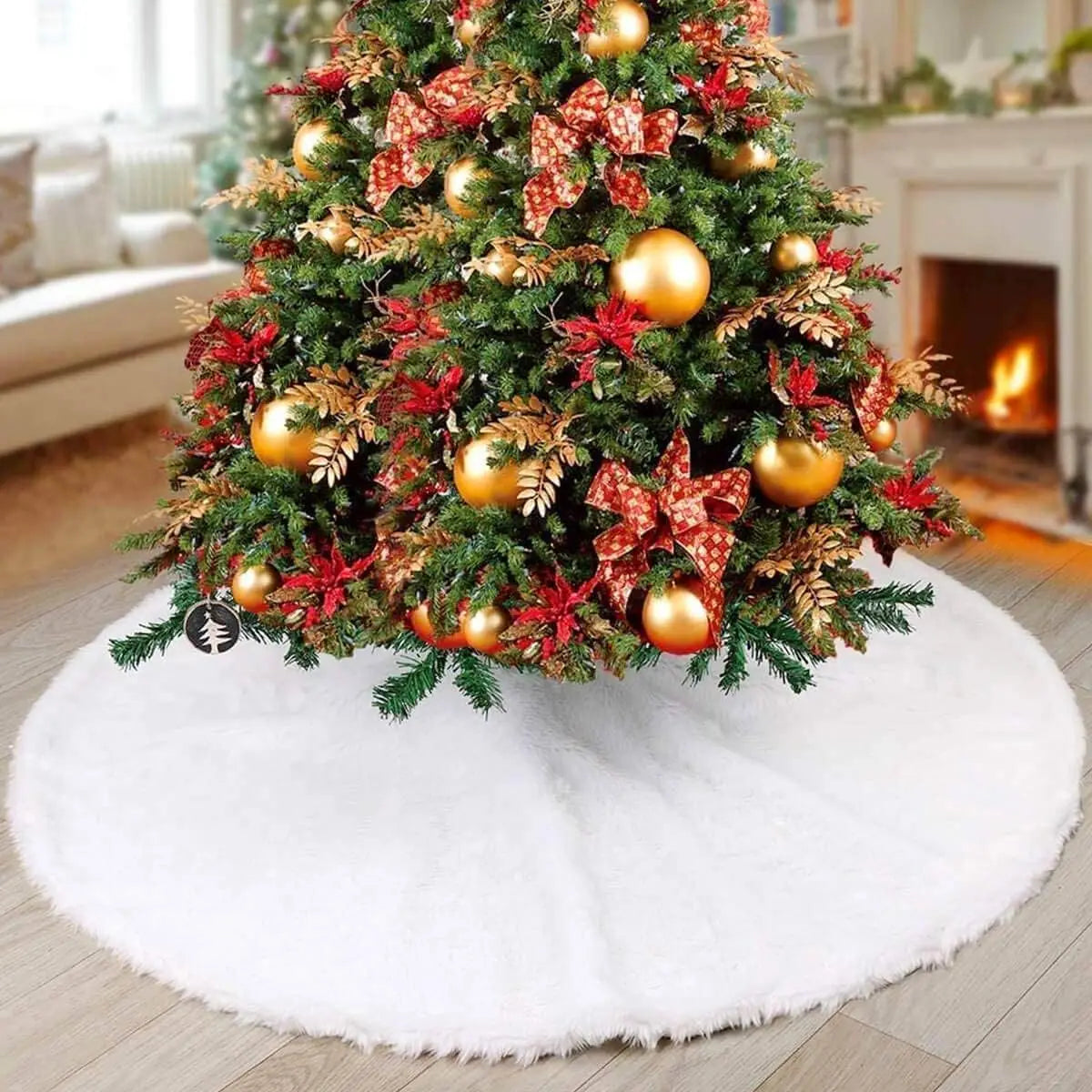 Guangdong Faux Fur Christmas Tree Skirt Luxury Rustic Decor