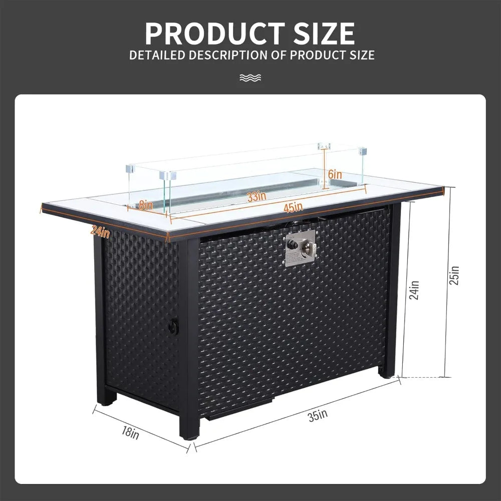 Outdoor Propane Fire Pit Rectangular Gas Table 50,000 BTU