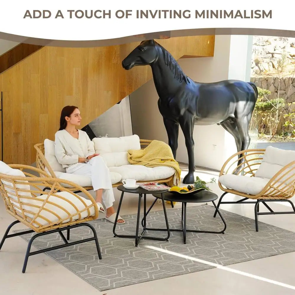 Grand Patio Boho Outdoor Wicker Furniture Set With Tables