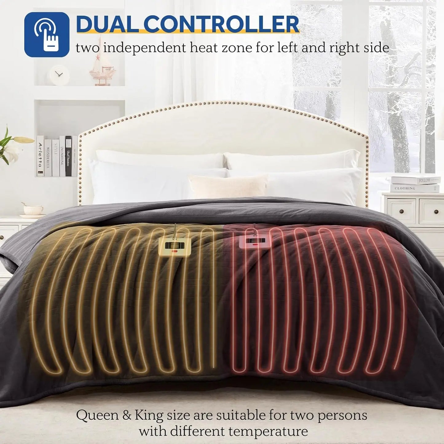 XMSJ Electric Flannel Blanket With Dual Controller Auto Shut Off