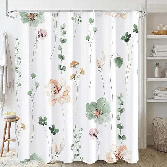 Guangdong Watercolor Floral Shower Curtain Modern Minimalist Waterproof Fabric