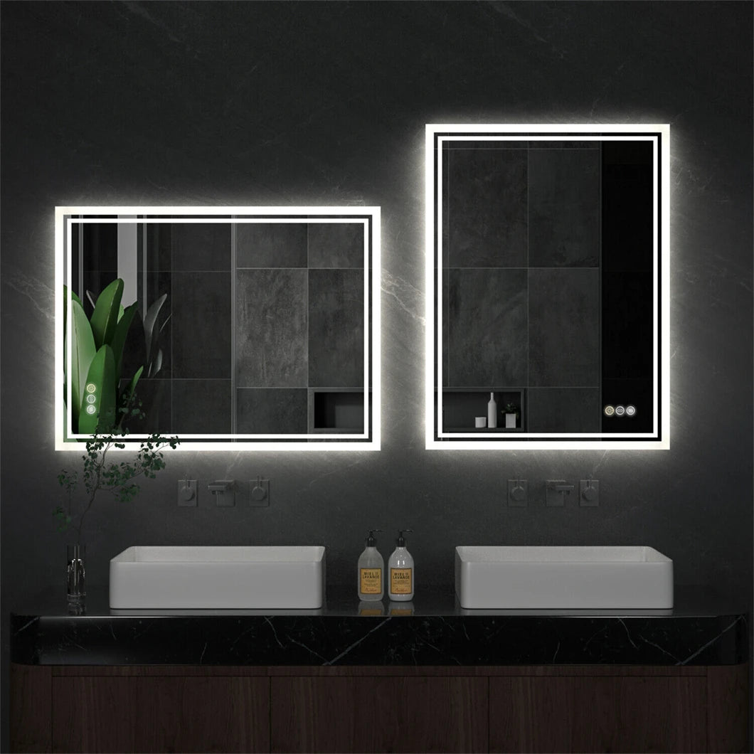 LED Bathroom Mirror BORWART Dimmable Backlit Fogless Wall Mounted IP65