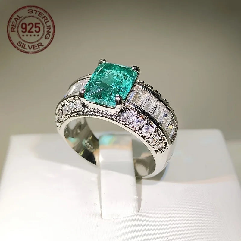 WPOOCC 925 Sterling Silver Aquamarine Promise Ring