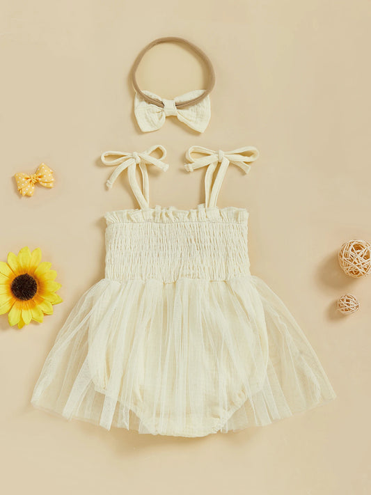 Adorable Baby Girl Floral Embroidered Romper With Headband