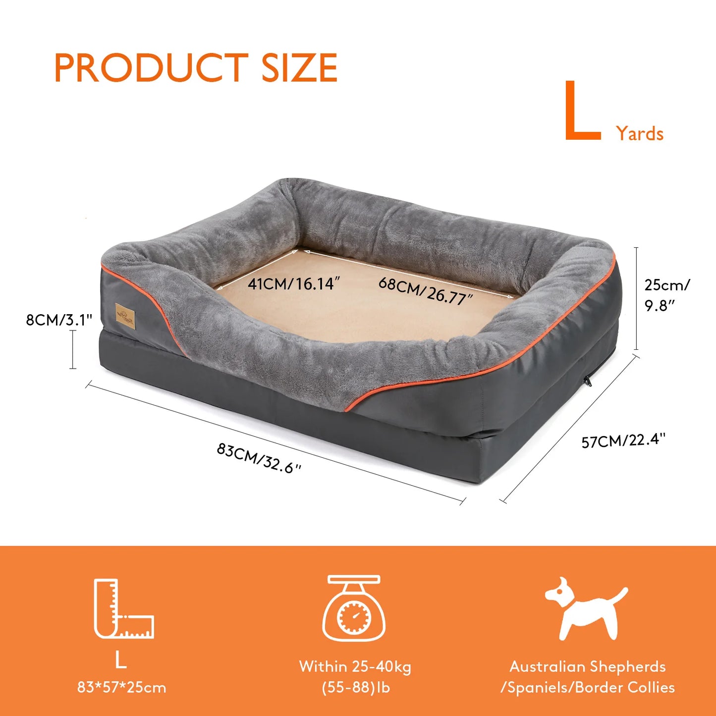 BINGOPAW Waterproof Dog Bed With Removable Washable Cover