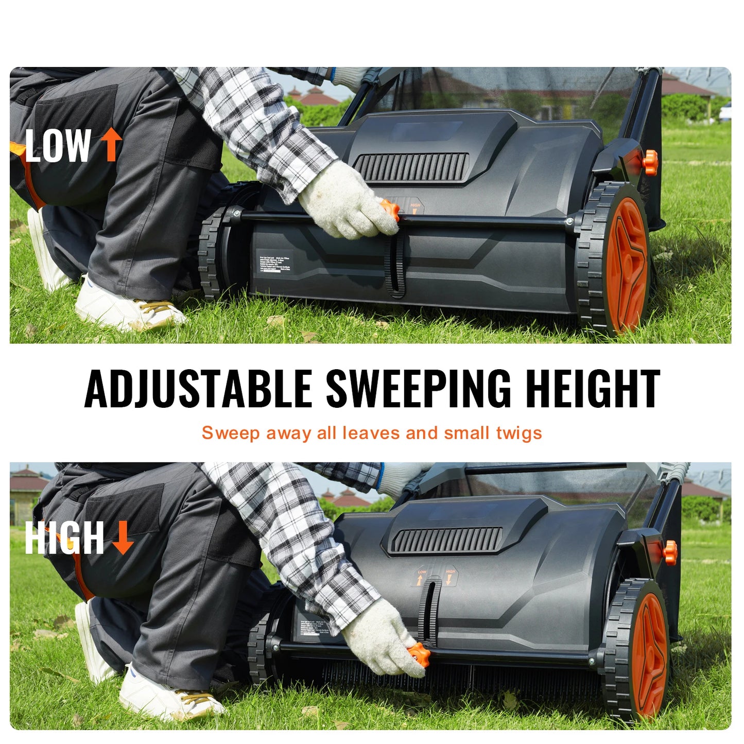 SucceBuy Tow Behind Lawn Sweeper With Adjustable Sweeping Large Capacity