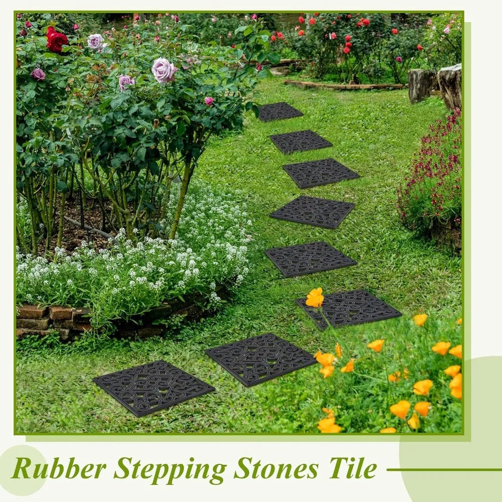 Pangda 8 Piece Rubber Stepping Stone Tiles For Outdoor Pathways